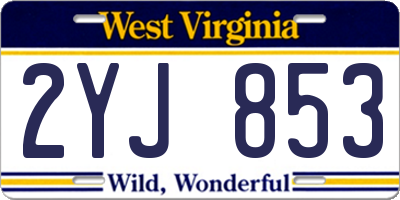 WV license plate 2YJ853