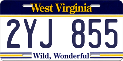 WV license plate 2YJ855