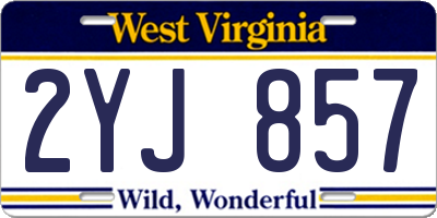 WV license plate 2YJ857