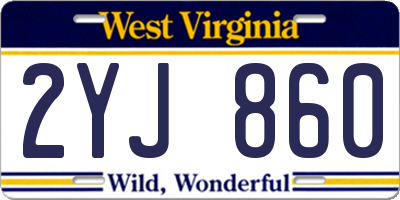 WV license plate 2YJ860