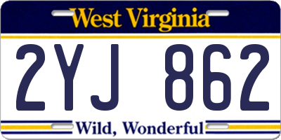 WV license plate 2YJ862