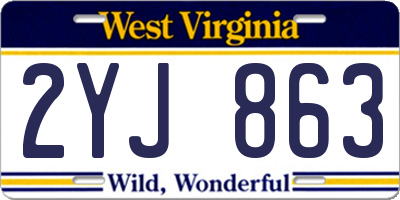 WV license plate 2YJ863