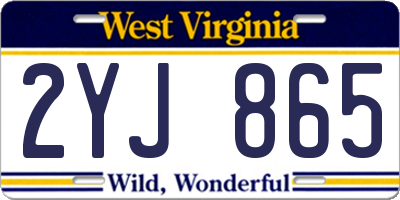 WV license plate 2YJ865