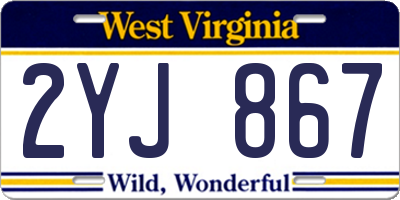 WV license plate 2YJ867