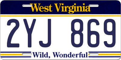 WV license plate 2YJ869