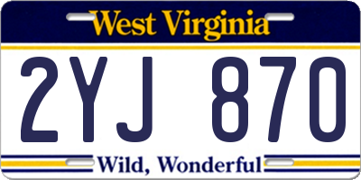 WV license plate 2YJ870