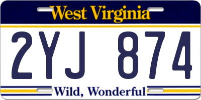 WV license plate 2YJ874