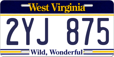 WV license plate 2YJ875