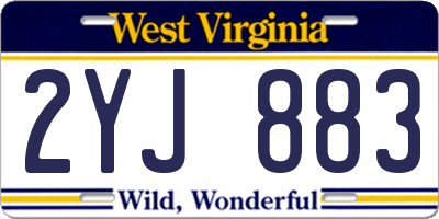 WV license plate 2YJ883