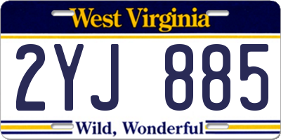 WV license plate 2YJ885