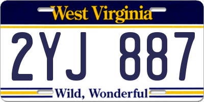 WV license plate 2YJ887
