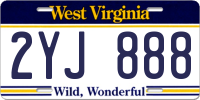 WV license plate 2YJ888