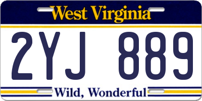 WV license plate 2YJ889