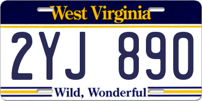WV license plate 2YJ890