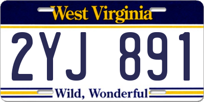 WV license plate 2YJ891