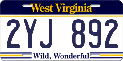 WV license plate 2YJ892