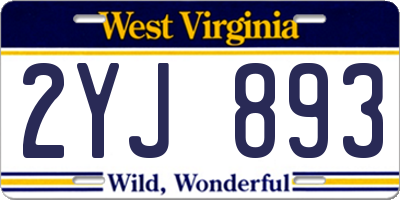 WV license plate 2YJ893