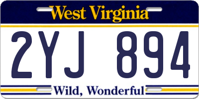 WV license plate 2YJ894
