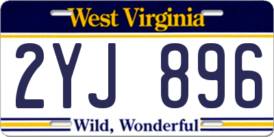 WV license plate 2YJ896