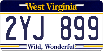 WV license plate 2YJ899