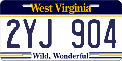 WV license plate 2YJ904