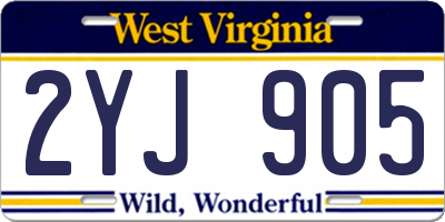 WV license plate 2YJ905