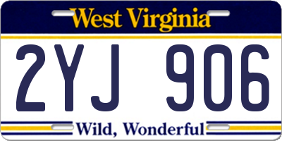 WV license plate 2YJ906