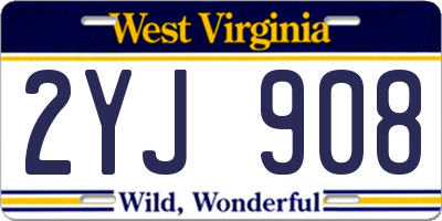 WV license plate 2YJ908