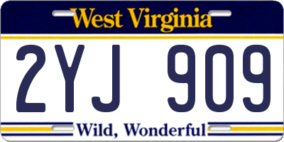 WV license plate 2YJ909