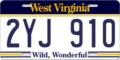WV license plate 2YJ910
