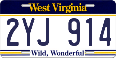 WV license plate 2YJ914