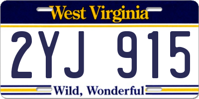 WV license plate 2YJ915