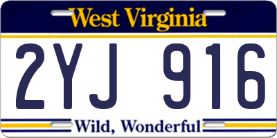 WV license plate 2YJ916