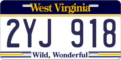 WV license plate 2YJ918