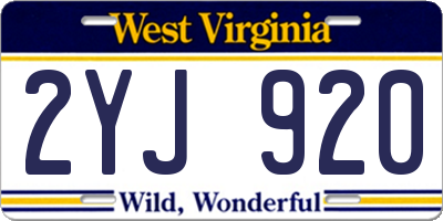 WV license plate 2YJ920