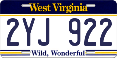 WV license plate 2YJ922
