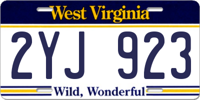 WV license plate 2YJ923
