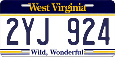 WV license plate 2YJ924