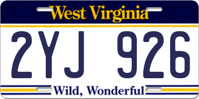 WV license plate 2YJ926