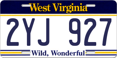 WV license plate 2YJ927