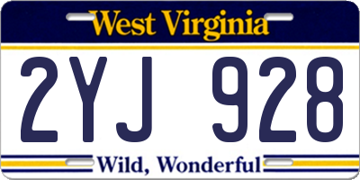 WV license plate 2YJ928