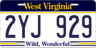 WV license plate 2YJ929