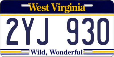 WV license plate 2YJ930