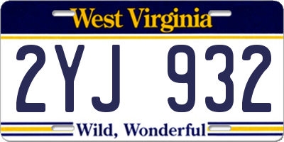 WV license plate 2YJ932