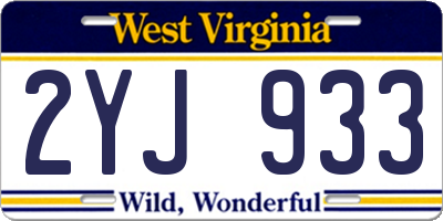 WV license plate 2YJ933