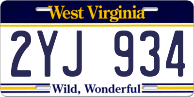 WV license plate 2YJ934