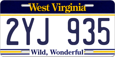 WV license plate 2YJ935