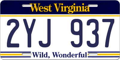 WV license plate 2YJ937