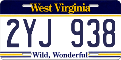 WV license plate 2YJ938
