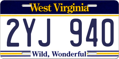 WV license plate 2YJ940
